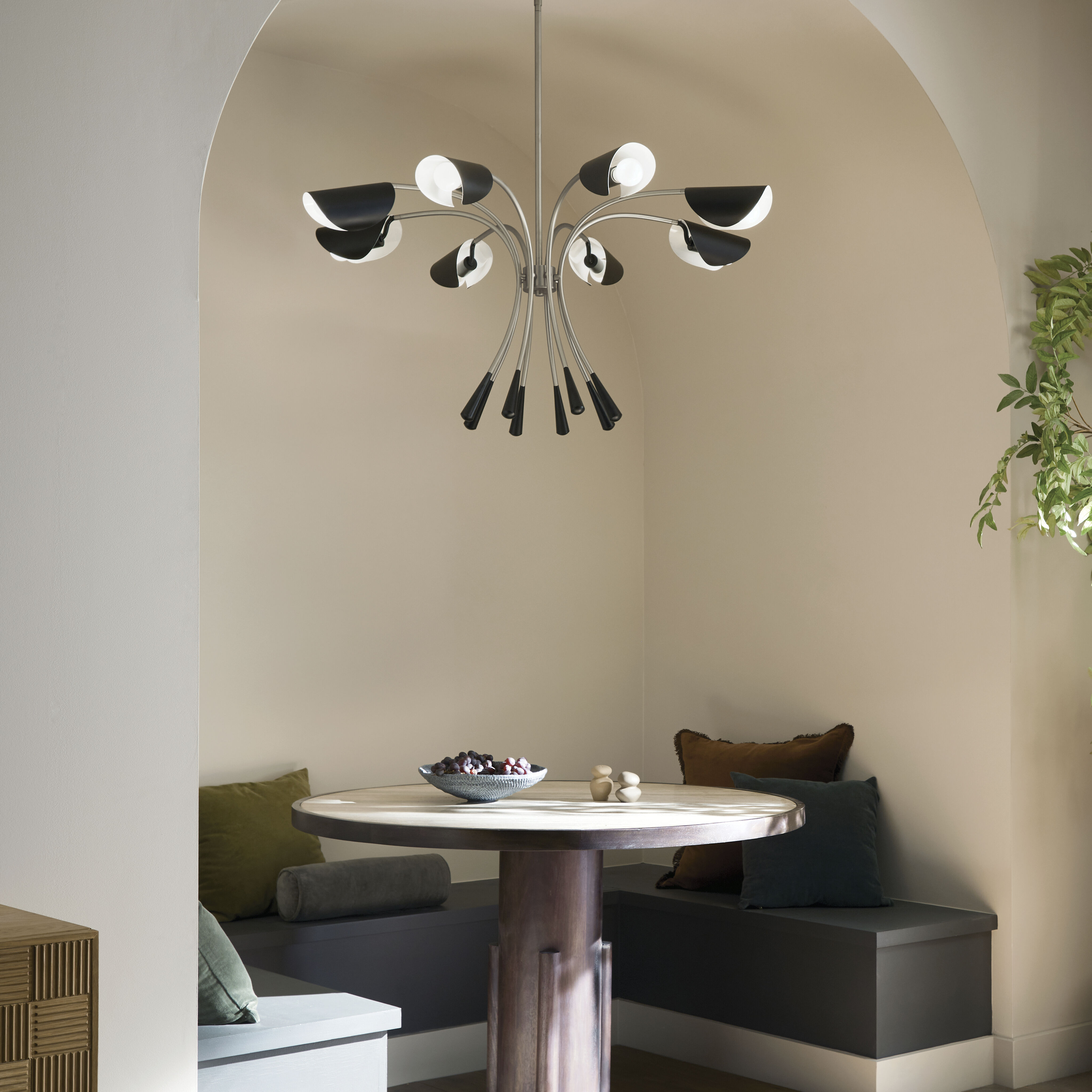 Arcus LED 45.5 inch Satin Nickel with Black Chandelier Ceiling Light